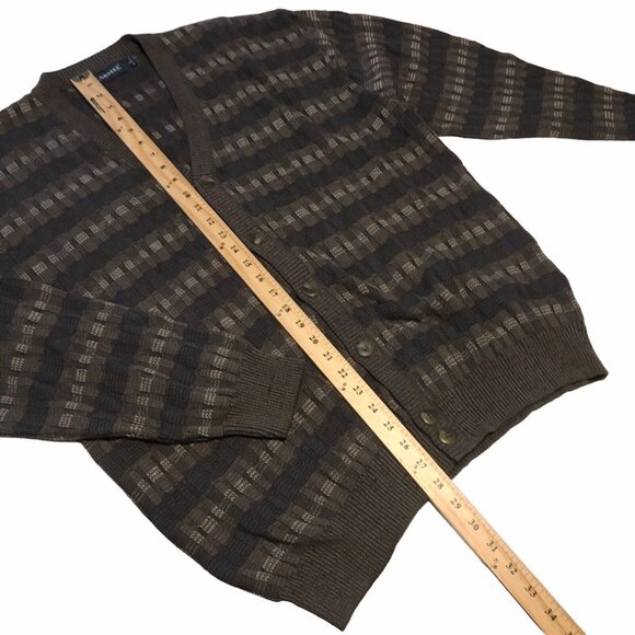 Vintage Carmel Golf Cardigan Sweater Men Large 5 Button Mr Rogers Grandpa V Neck - Picture 6 of 8